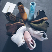 Κομψές και ζεστές casual μπότες κυρίες με αντιολισθητική χονδρή σόλα - πολλά χρώματα