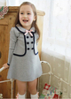 Γλυκό παιδικό φόρεμα με μακριά μανίκια για κορίτσια σε γκρι και σκούρο μπλε χρώμα