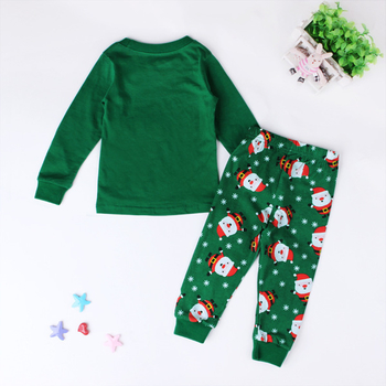 Детска пижама за момичета и момчета с коледни изображения, в зелен цвят