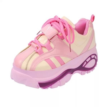 Αθλητικά γυναικεία  παπούτσια σε μαύρο και ροζ χρώμα με πλατφόρμα 