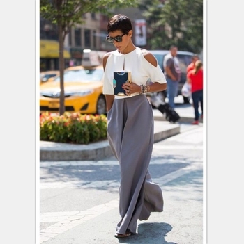 Страхотен дамски панталон с висока талия - много широк модел