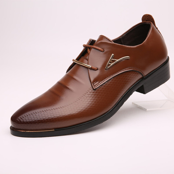 Мъжки остри официални кожени обувки в кафяв и черен цвят