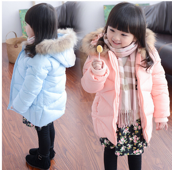 Ζεστό παιδικό μπουφάν  για κορίτσια με κουκούλα σε ροζ και μπλε χρώμα