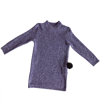 Стилен детски пуловер за момичета - дълъг с изрязан мотив и поло яка, в два цвята