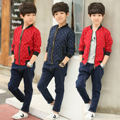 Спортно-елегантно детско яке за момчета на точки в два цвята