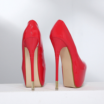 Επίσημα  γυναικεία παπούτσια με τακούνι 16 cm με χρυσαφί -λαμπερά στοιχεία