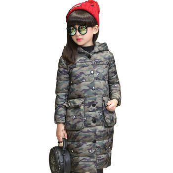 Μακρύ χειμωνιάτικο  παιδικό μπουφάν  για κορίτσια με κουκούλα σε τέσσερα χρώματα
