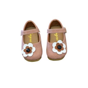 Детски обувки за момичета в два цвята с декорация цветя с каишка