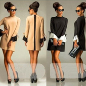 Πολύ κομψό γυναικείο φόρεμα ς με κολάρο σε σχήμα O - κατάλληλο για κάθε περίσταση