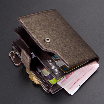 Стилен мъжки портфейл с няколко разделения в два цвята