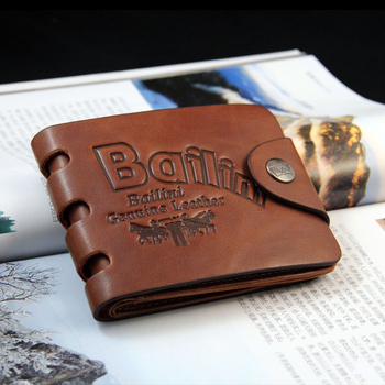 Ανδρικό πορτοφόλι για άντρες με κούμπωμα σε καφέ χρώμα