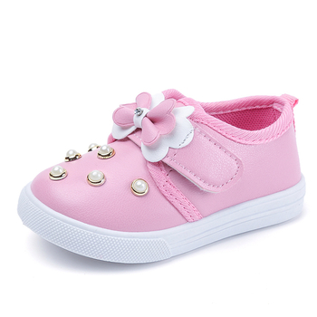 Стилни детски обувки с  камъчета и панделка подходящи за ежедневие в три цвята