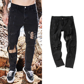 Κομψά ανδρικά τζιν  σε μαύρο χρώμα