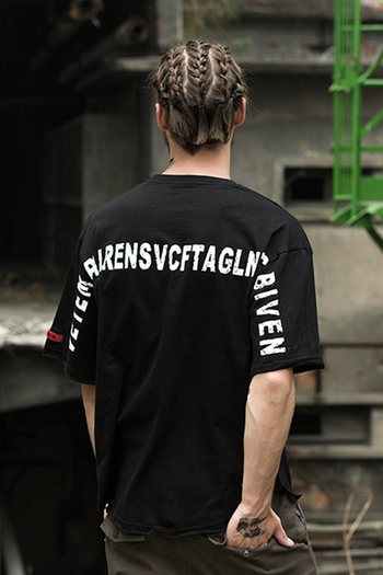 Ежедневна мъжка тениска с надпис на гърба и 3/4 ръкави в три цвята