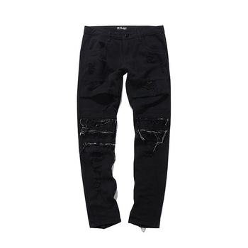 Σπορ-κομψά αντρικά παντελόνια με στρογγυλό μοτίβο γόνατος σε μαύρο χρώμα