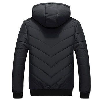 Топло спортно-елегантно зимно яке за мъжете в черен и син цвят с качулка
