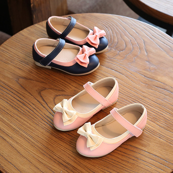 Стилни детски обувки за момичета с панделка в два цвята