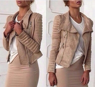 Актуално дамско яке с декоративни стилни ципове в два различни цвята