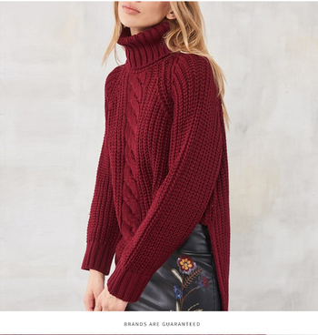 Καθημερινό ζεστό γυναικείο πουλόβερ με ψηλό γιακά