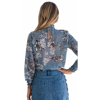 Γυναικείο πουκάμισο σε floral μοτίβο με  ελαστικό κολάρο 