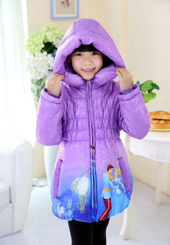 Χειμερινό παιδικό μπουφάν για κορίτσια - μακρύ, σε τρία χρώματα