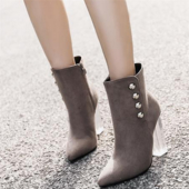 Γυναικείες μπότες με ψηλό διαφανό  τακούνι