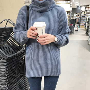Зимен дамски пуловер с голяма яка в много цветове и в семпъл дизайн