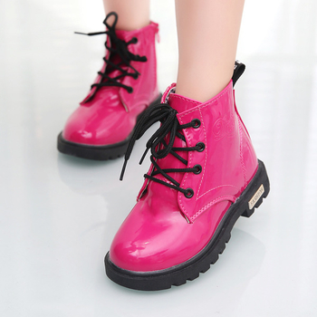 Κομψές μπότες για κορίτσια με ανθεκτική σόλα με κορδόνια σε τρία χρώματα