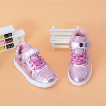 Παιδικά πάνινα παπούτσια για κορίτσια - λαμπερά και με λουράκια βελκρό σε τρία χρώματα