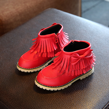 Παιδικές μπότες για κορίτσια με κορδέλα σε κόκκινο, ροζ και μαύρο χρώμα
