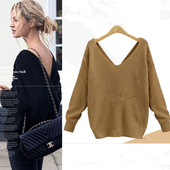 Много интересен дамски пуловер с V-образно деколте,няколко модела
