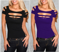 Дамска слим тениска с къс ръкав в два цвята