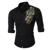 Κομψό ανδρικό πουκάμισο με κομψή εκτύπωση με floral μοτίβα