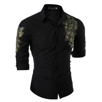 Елегантна мъжка риза със стилна щампа с флорални мотиви