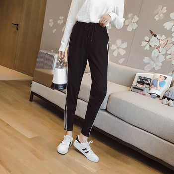 Σπορ-κομψά γυναικεία παντελόνια με ψηλή μέση σε μαύρο χρώμα