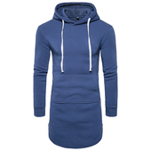 Изчистен и дълъг модел мъжки суичър с джобове отпред и ципове отстрани