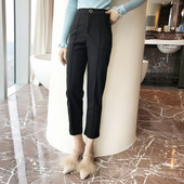 Елегантен дамски панталон с висока талия и дължина 7/8