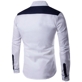 Мъжка риза с дълъг ръкав в сив и бял цвят