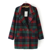 Дамско палто в ретро стил с шарени геометрични фигурки