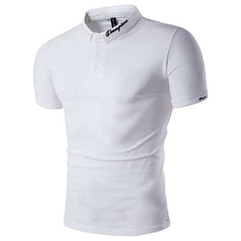Слим-фит мъжка тениска тип поло в бял, тъмносин и черен цвят