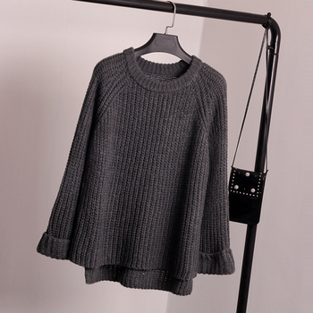 Семпъл плетен дамски пуловер в няколко цвята с асиметрична дължина