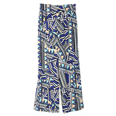 Актуален дамски ежедневен панталон с висока талия и шарени геометрични фигурки