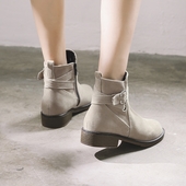 Ретро дамски боти с каишки в черен, бежов и сив цвят