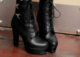Дамски високи обувки на платформа с висок 12см ток и кръстосани връзки до глезена