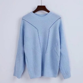 Елегантен дамски пуловер с О-образна яка - 4 цвята