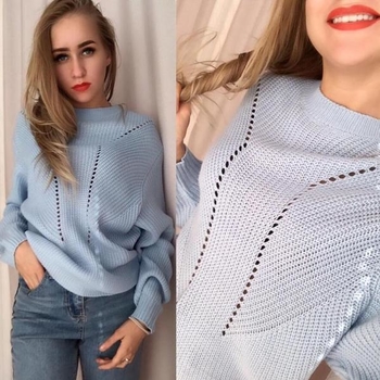 Κομψό γυναικείο πουλόβερ με κολάρο σε σχήμα O - 4 χρώματα