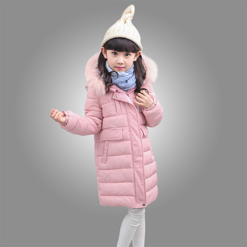 Μακρύ χειμωνιάτικο παιδικό μπουφάν με κουκούλα σε τρία χρώματα