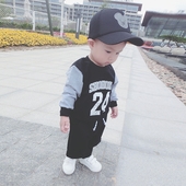 Детски есенен комплект за момчета в черен цвят с надписи