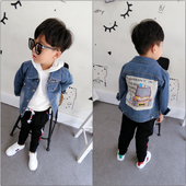 Παιδικό τζιν μποφάν για αγόρια με όμορφη διακόσμηση στην πλάτη, κατάλληλη για την καθημερινή ζωή