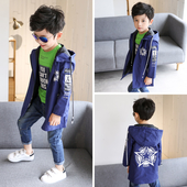 Παιδικό μπουφάν για το φθινόπωρο για αγόρια σε λεπτό και εκτεταμένο μοτίβο